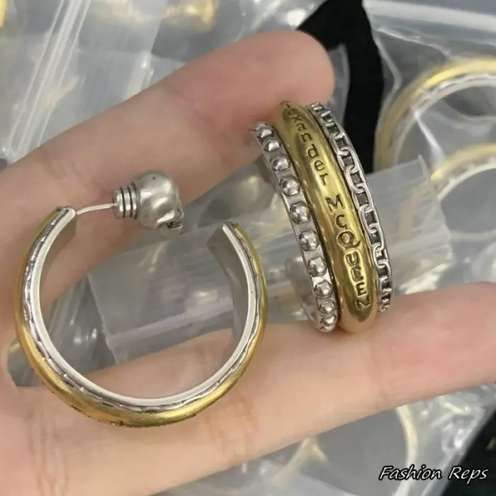 Alexander McQueen Triple Band Punk Hoop Earrings
