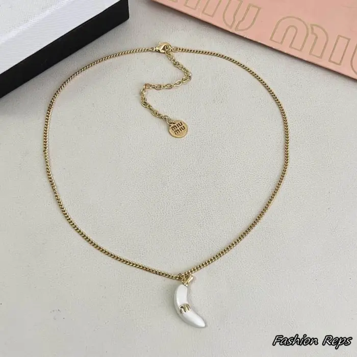 Miu Miu Pearlised Banana Pendant Necklace