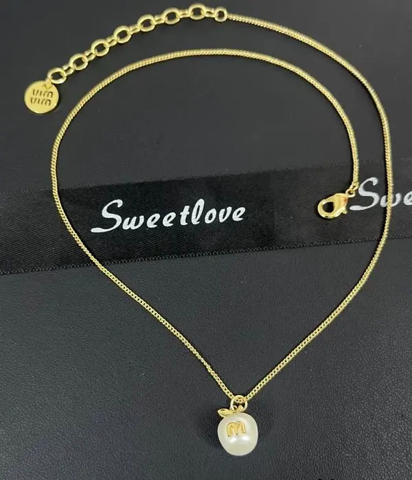Miu Miu Pearlised Apple Pendant Necklace