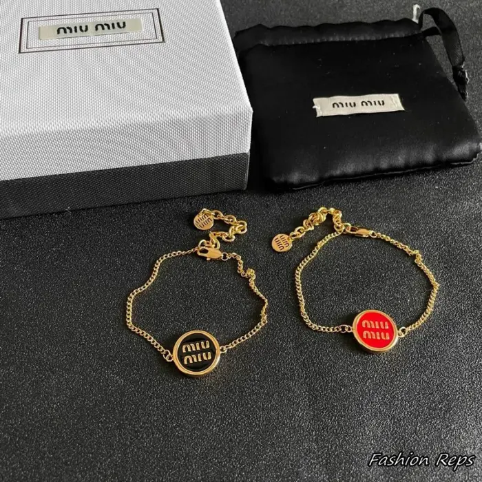 Miu Miu Enameled Metal Logo Bracelet In 2 Colors