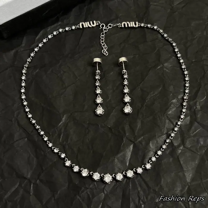 Miu Miu Crystal Riviera Drop Necklace & Earrings Sets