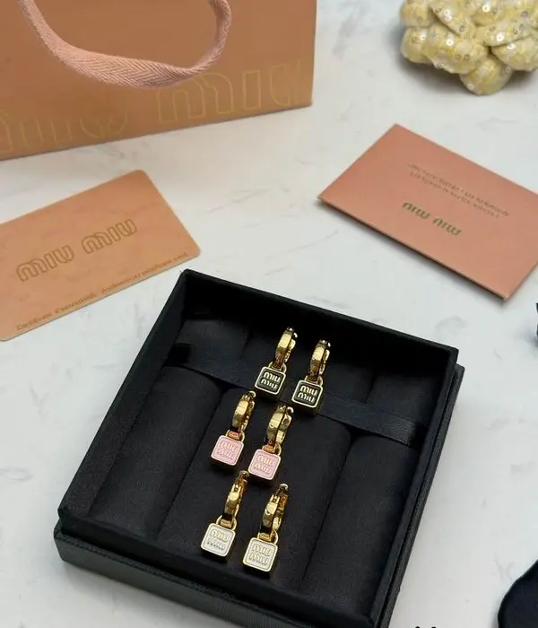 Miu Miu Enameled Metal Dice Earrings In Different Colors