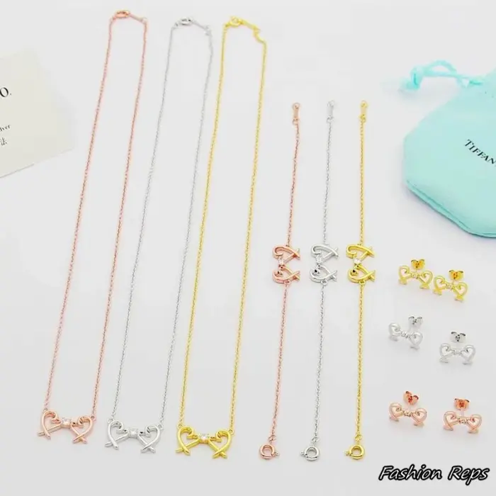 Tiffany & Co. Paloma Picasso Double Loving Heart Necklace & Bracelet & Earrings Sets In Different Colors