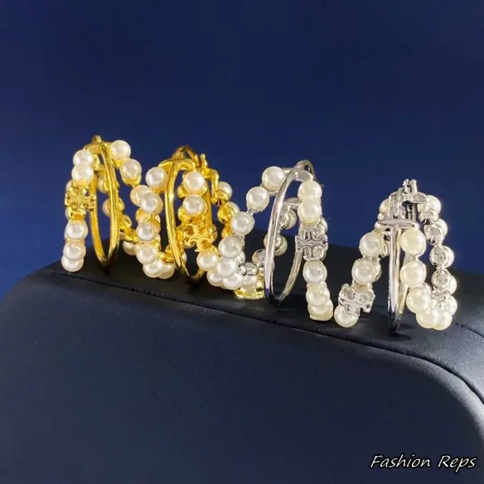 Tory Burch Kira Pearl Multi Strand Hoop Earrings In 2 Colors
