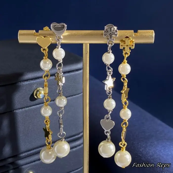 Tory Burch Kira Pearl Linear Earrings In 2 Colors
