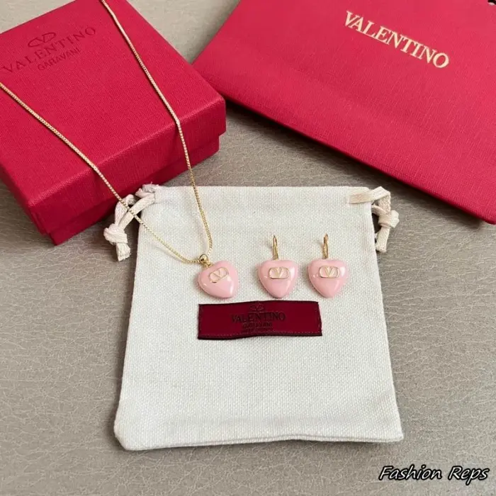 Valentino Garavani Cœur Royal Metal & Enamel Necklace & Earrings Set