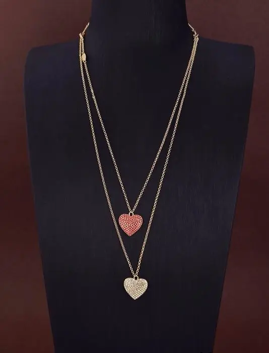 Valentino Garavani Crystal Coeur Royal Double Layered Necklace