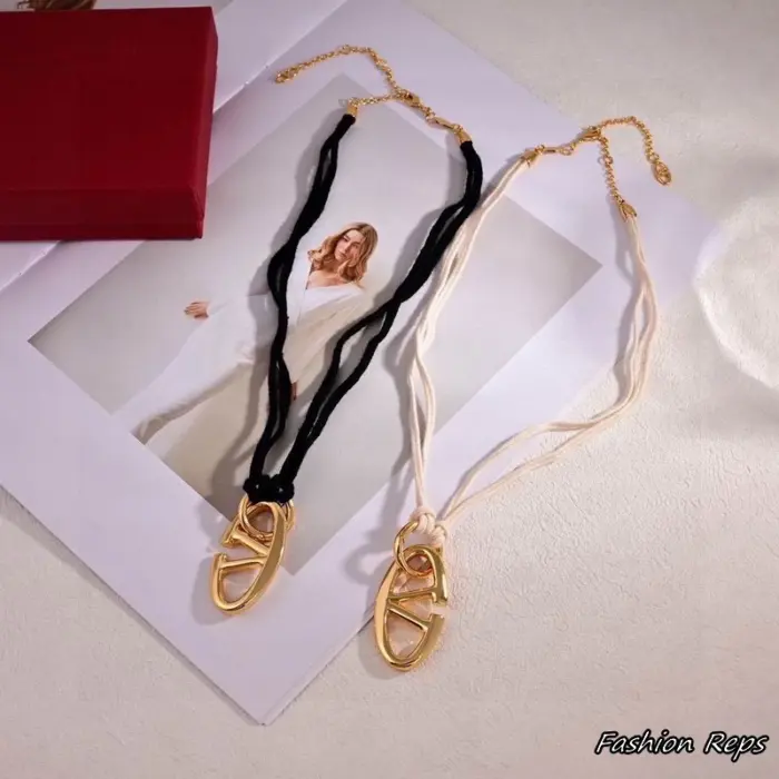 Valentino Garavani The Bold Edition V Logo Rope & Metal Necklaces In 2 Colors