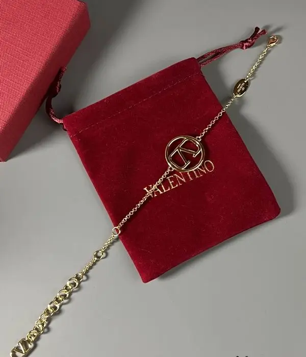 Valentino Garavani V Logo Signature Thin Metal Chain Bracelet