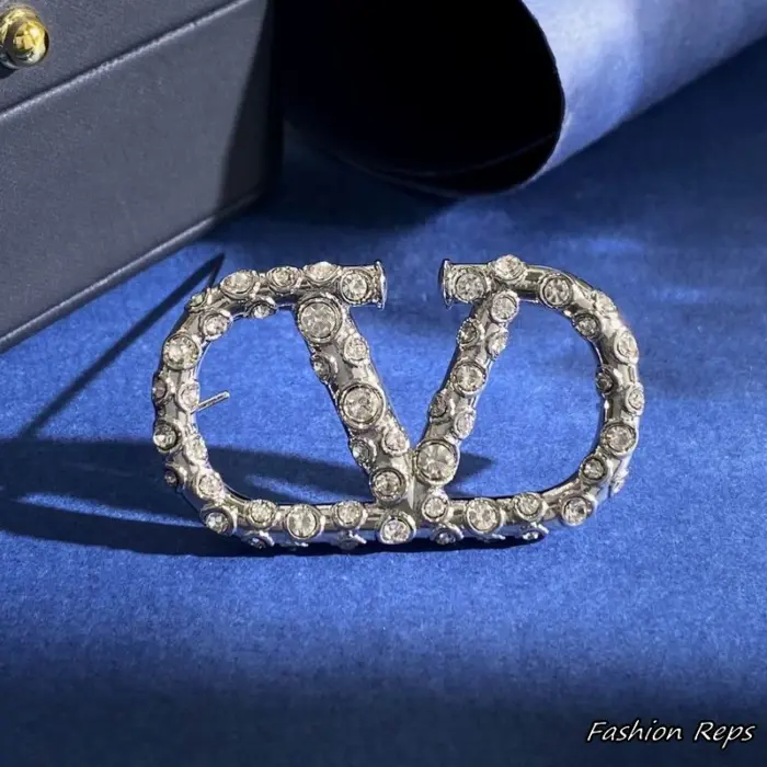 Valentino Garavani V Logo Signature Crystal Brooch