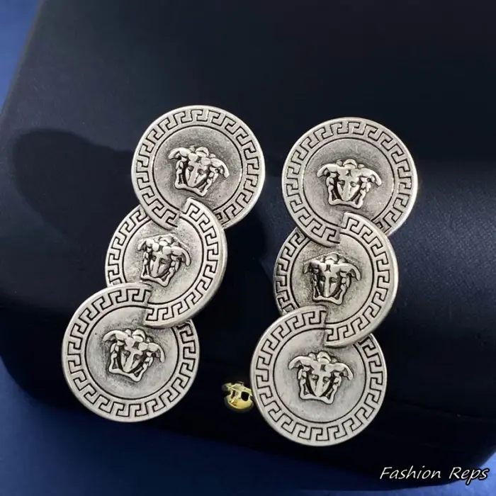 Versace Novantatré Medusa Coin Triple Drop Earrings