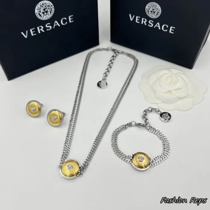 Versace Medusa Greca Enamel Necklace & Bracelet & Earrings Set In Different Colors