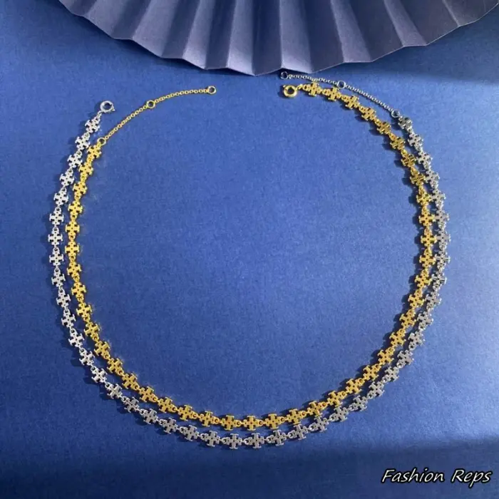 Tory Burch Kira Repeat Logo Chain Necklace In 2 Colors