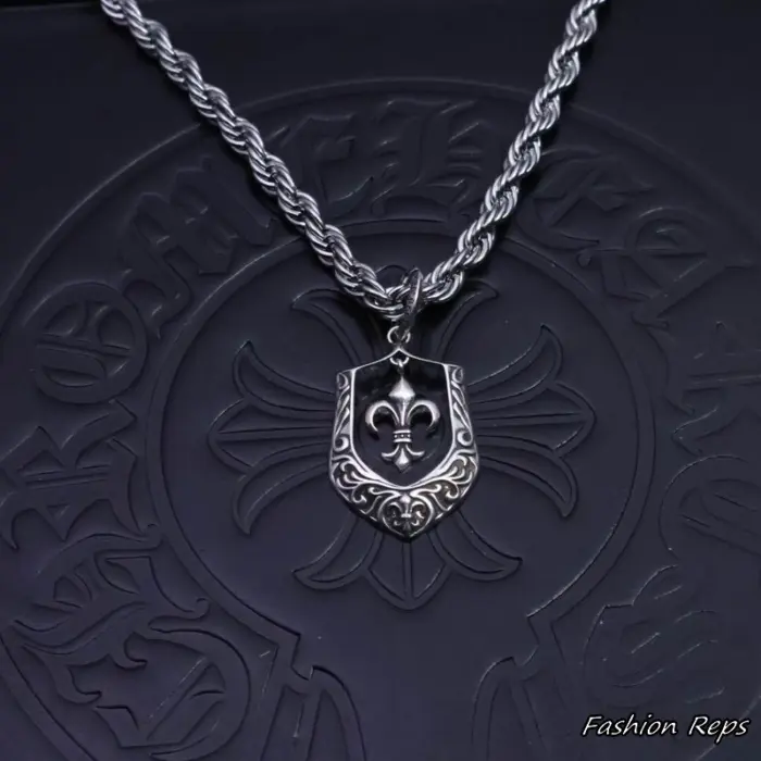 Chrome Hearts BS Fleur Shield Pendant Necklace