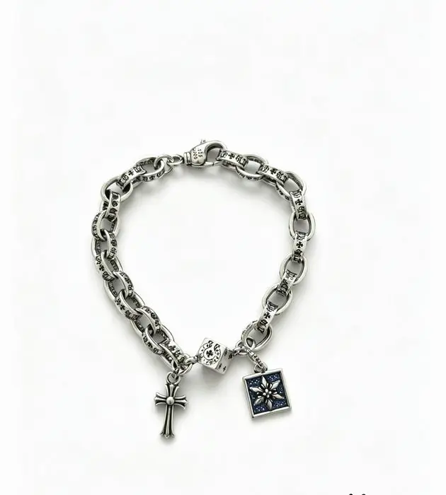 Chrome Hearts Multi Charm Paper Chain Bracelet