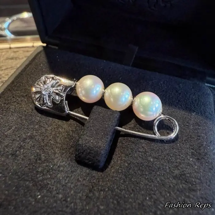 Chrome Hearts X Mikimoto Akoya Cultured Pearl Safety Pin Brooch