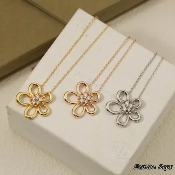 Van Cleef & Arpels Flowerlace Pendant Necklace In Different Colors