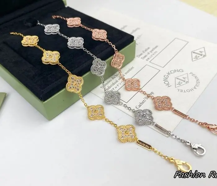 Van Cleef & Arpels Vintage Alhambra Motif Bracelet In Different Colors