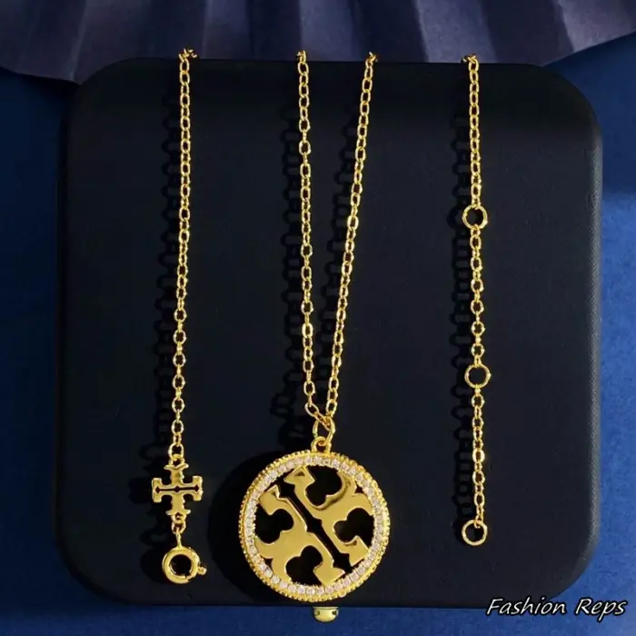 Tory Burch Miller Pavé Crystal Circular Pendant Necklace