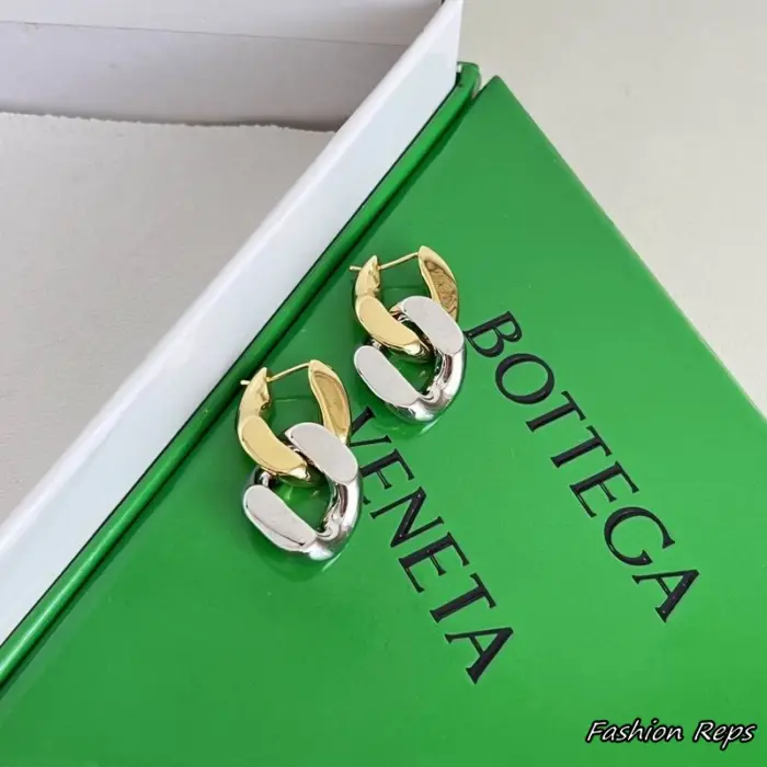 Bottega Veneta Mixed-Metal Chain Link Hoop Earrings