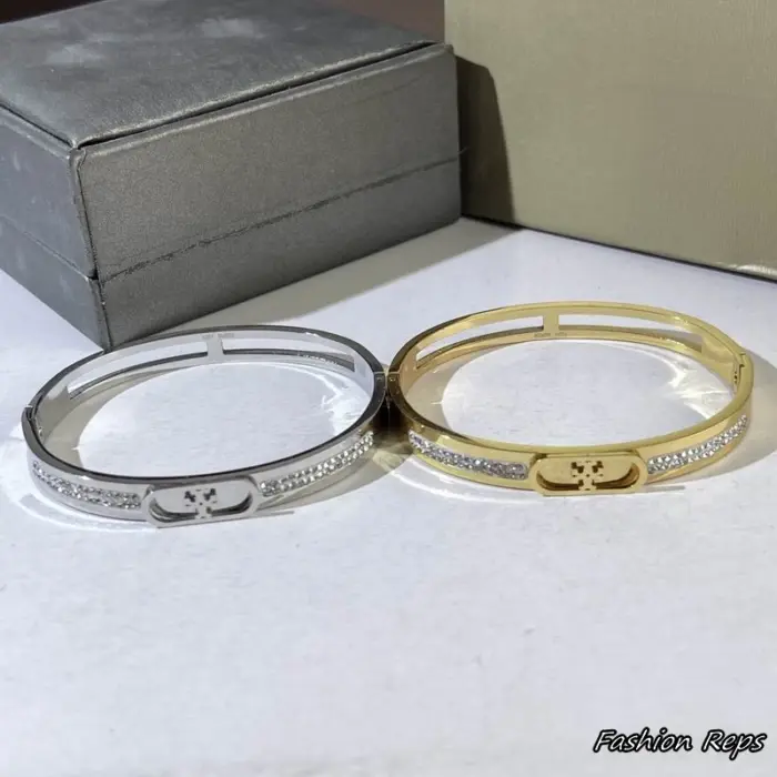 Tory Burch Eleanor Pavé Crystal Split Hinged Bangle Bracelet In 2 Colors