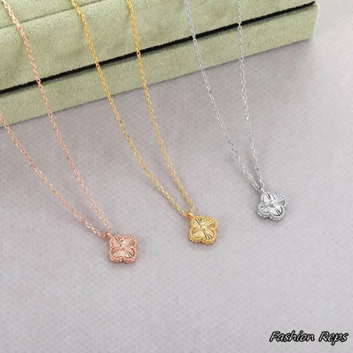 Van Cleef & Arpels Vintage Alhambra Guilloche Pendant Necklace In Different Colors