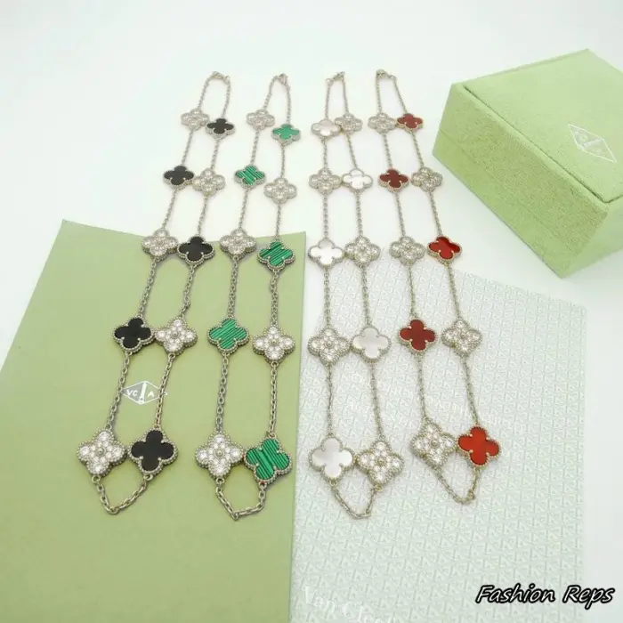Van Cleef & Arpels Vintage Alhambra Motif Necklace & Bracelet Set In Different Colors