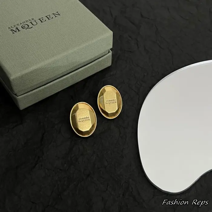Alexander McQueen Sculptural Faceted Logo Stud Earrings