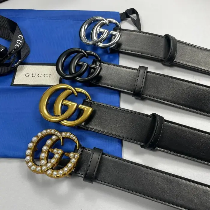 Gucci GG Marmont Leather Belts In Different Buckle Colors