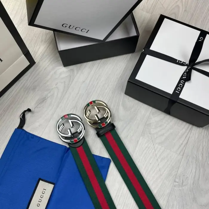 Gucci GG Interlocking G Web Stripe Belt In Different Buckle Colors