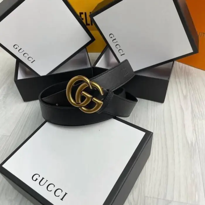 Gucci GG Marmont Black Leather Belt